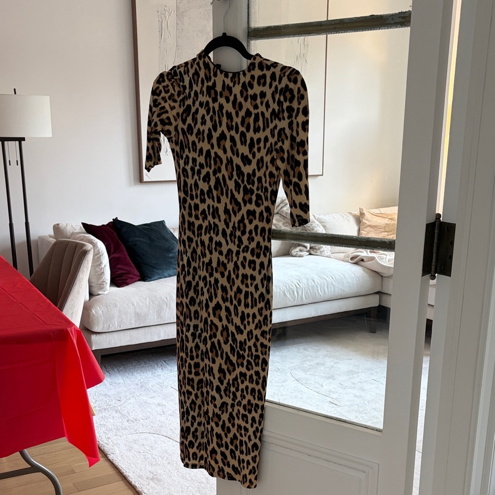 Alice and Olivia Leopard Print Midi Dress